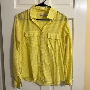 Loft thin gingham button down shirt